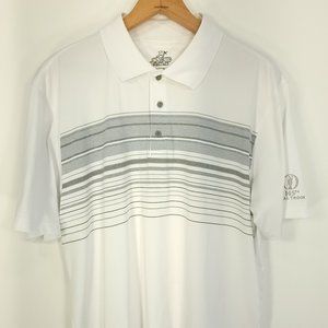 AX Ahead Extreme Polo Shirt Men's Large 145th Royal Troon White Gray Stripes